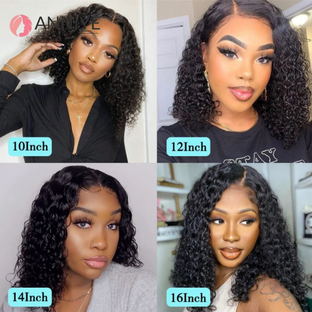 Super High Density Wig KInky Curly 5x5 Lace Closure Wig For Black Women Brazilian Wigs 100% Human Hair Bob Wigs ANNIYE Hair