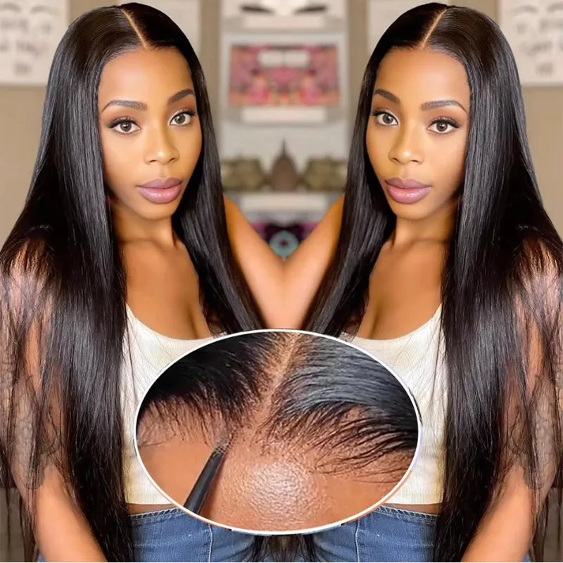 Wear And Go Glueless Human Hair Wigs Pre Plucked Brazilian Straight Lace Frontal Human Hair Wigs For Women Ready To Wear