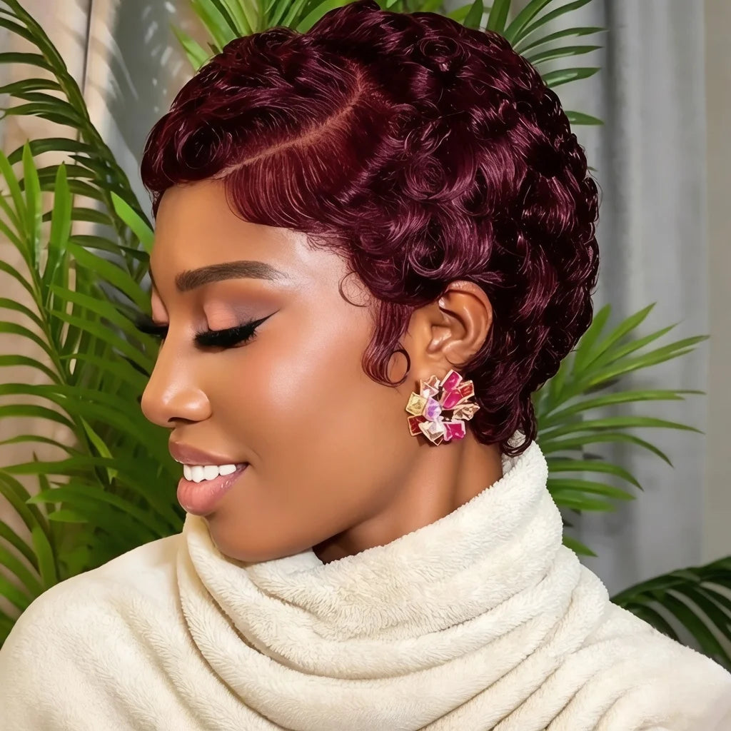 13x4 Lace Front Curly Human Hair Wig 6 Inch 180% Density Short Bob Hair Wigs For Women