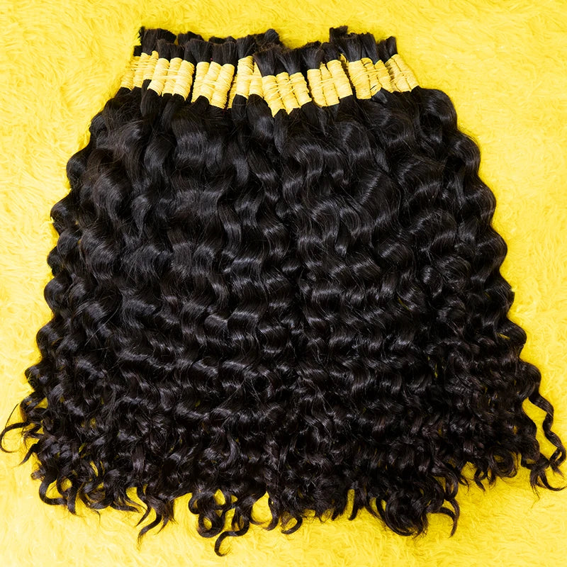 Extensiones De Cabello 100 Humano Boho Braids 100% Real Raw Indian Deep Water Wave Burmese Curly No Weft Human Hair Bulk Bundles