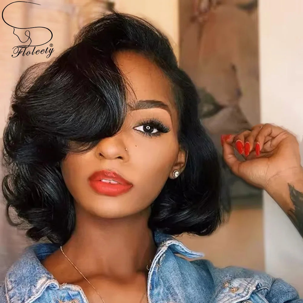 16A 100% Remy Hair Short Body Wave Bob Wigs Human Hair 13x4 HD Lace Front Human Hair Wigs Brazilian Hair 4x4 Lace Wigs For Women
