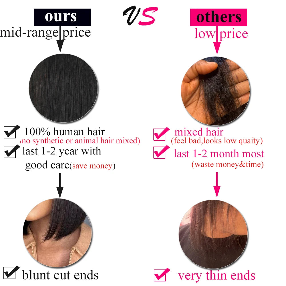 2026 New 250% Density Glueless Wear And Go Bob Wig 4x4 Lace Closure Straight Human Hair Wigs Ready To Go For Women Daily Wear
