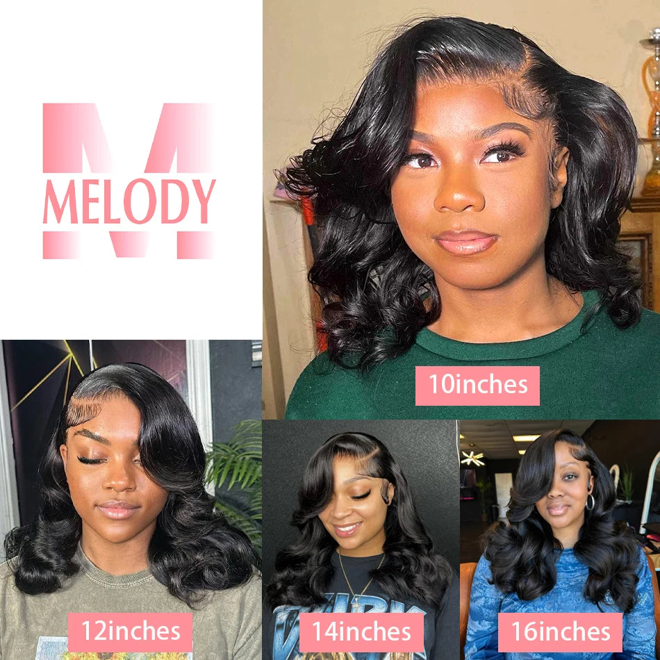 13x4 Curly Short Bob Body Wave Lace Frontal Wigs 12 14 16 Inch Wavy 4x4 HD Lace Front Wig Closure Brazilian Remy 100% Human Hair