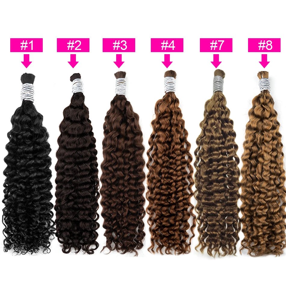 Extensiones De Cabello 100 Humano Boho Braids 100% Real Raw Indian Deep Water Wave Burmese Curly No Weft Human Hair Bulk Bundles