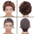 Short Pixie Cut Kinky Curly Human Hair Wig P4/27 Highlight 13x1 T Part Lace Front Pre Plucked Bob Wigs for Black Women