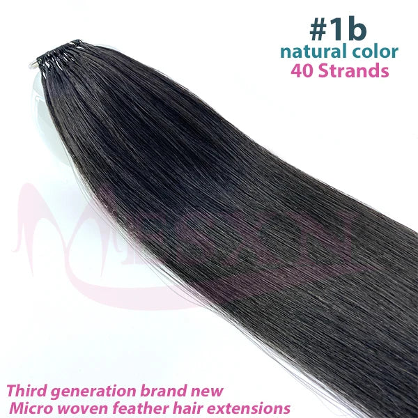 MESXN Third  Feather New hair extensions Straight Natural Real Human Hair Microring Hair Extensions  Brown Blonde  for salon