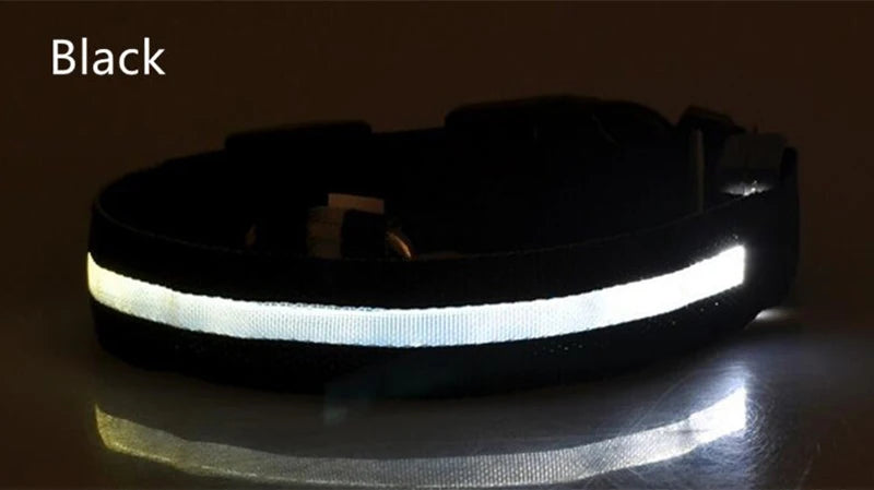 Dog Collar LED Light Electronic Night Safety Anti-Lost Nylon Adjustable Luminous Glowing Collar For Dogs Cats Pet Products Xs-XL