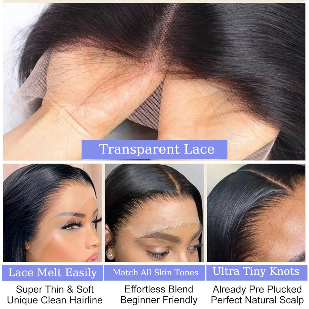100% Human Hair Black Straight Bob Wig Brazilian Remy 13x4 Transparent Lace Front Wigs 4x4 Closure Lace Frontal Short Bob Wigs
