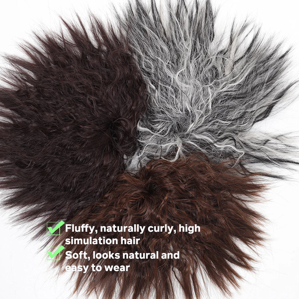 Synthetic wool curly short curly hair wig bun women's soft rubber band hair extension from natural small volume