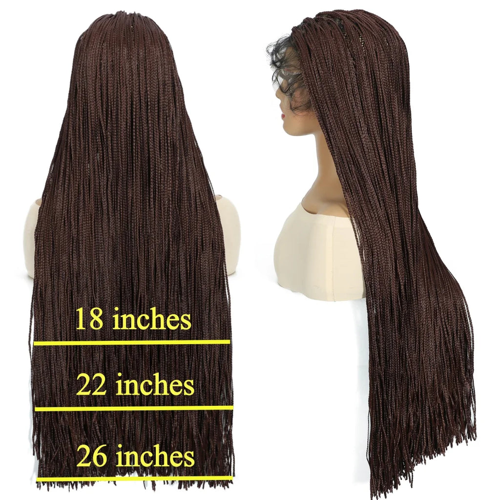 13x5 Lace Frontal Wig for Women Long Synthetic Hair Braided Wig with Baby Hair Crochet Glueless Black Wig for Daily Use