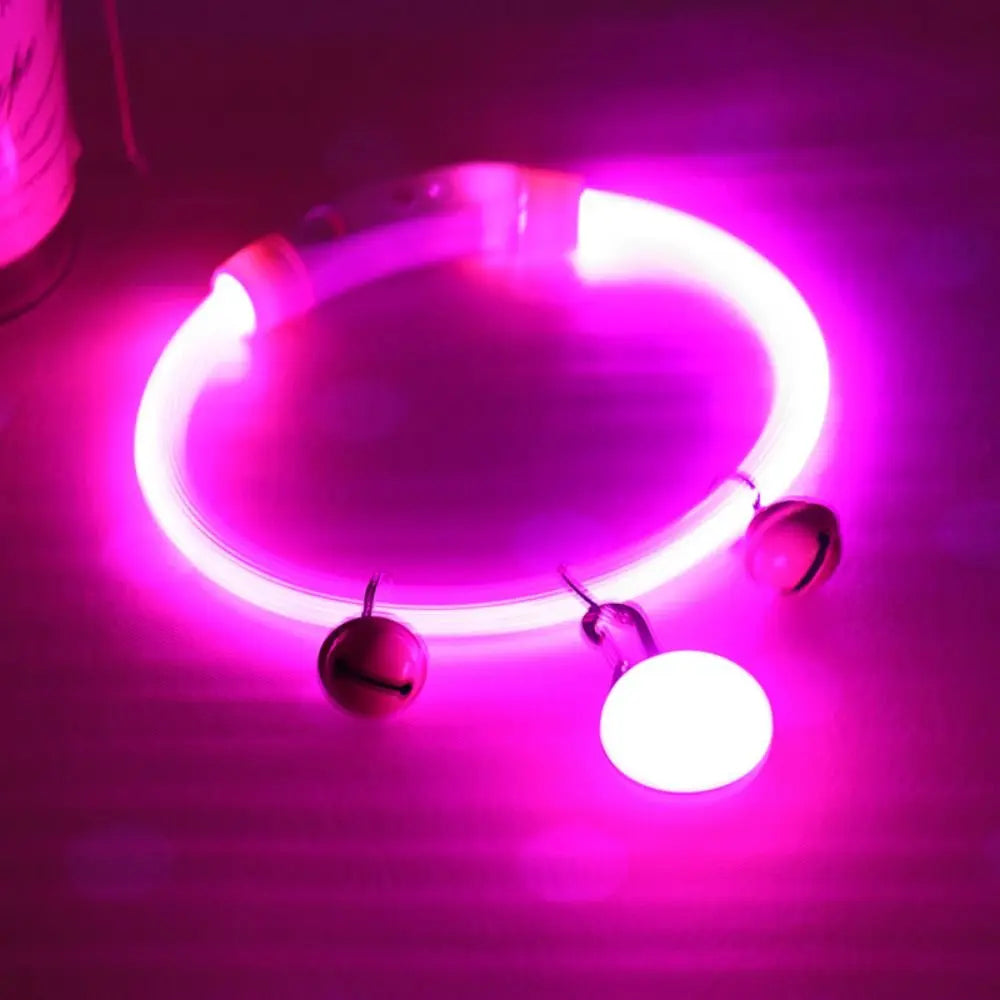 Adjustable Size LED Dog Collar Multi-Color Light Fiber Optic Material USB Rechargeable Collar PVC Material Detachable Pendant