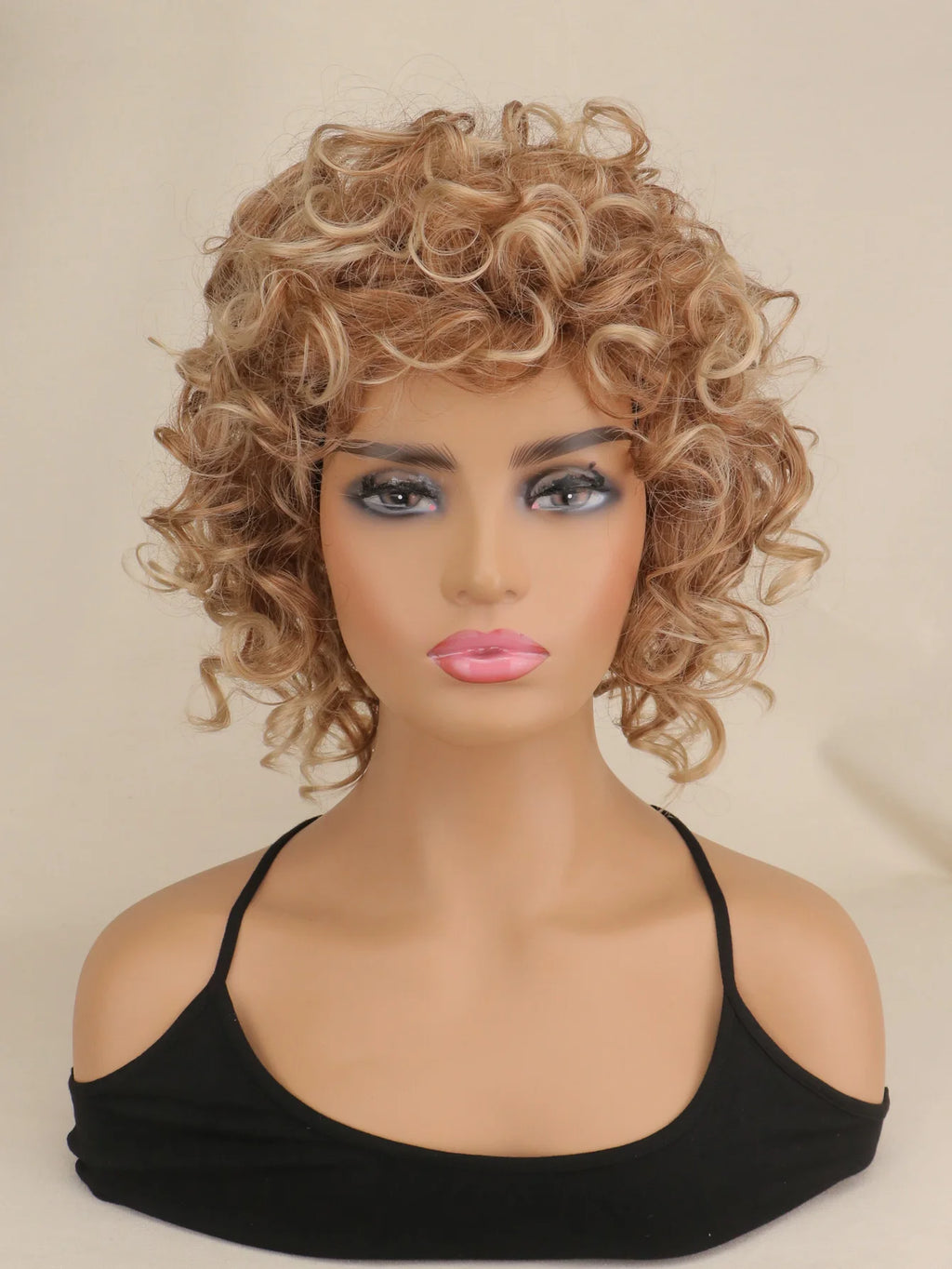 Short Curly Blonde Wigs for Women Bleach Blonde Wavy Wig with Synthetic Hair Golden Curly Natural Wig for Cosplay Halloween Dail