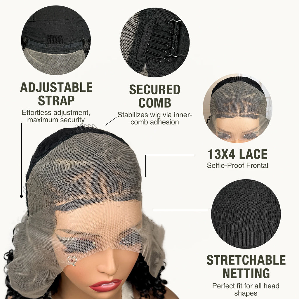 Synthetic 13x4 Lace Frontal Handmade Natural Cornrow Braided Wigs with Curly 16inch Bob African Hair Wigs for Black Women