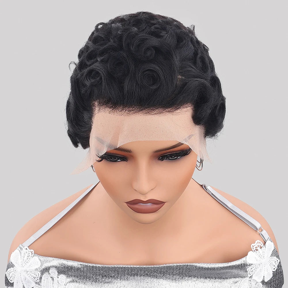 Curly 13x4 HD Lace Front Human Hair Wig 150% Chic Short Pixie Cut Wigs For Women 100% Brazilian Human Hair PrePlucked Daily Wear