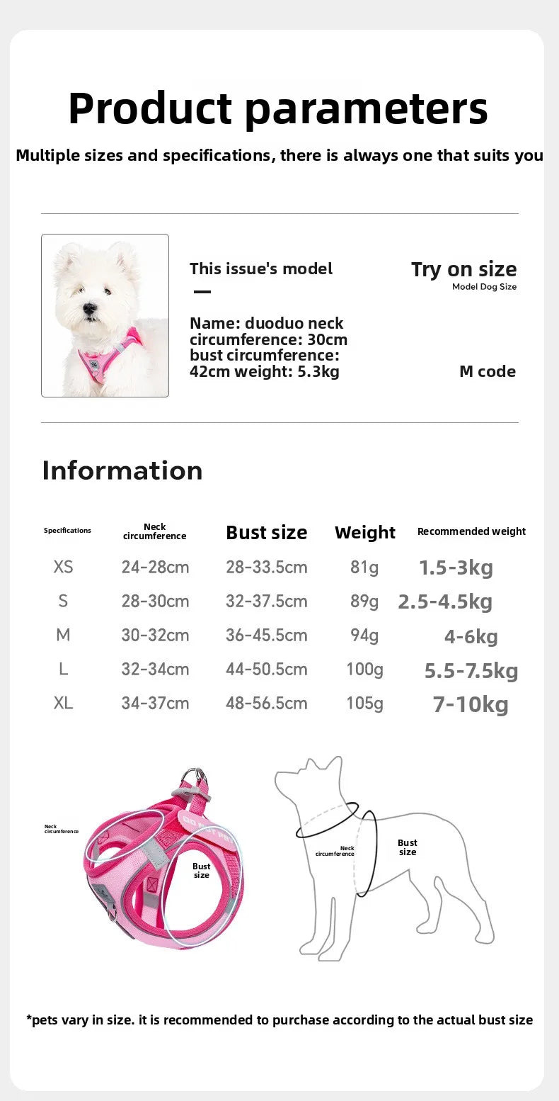 Dog Harness with Mood Patches–Reflective No-Pull Vest, Breathable Air Mesh for Small Dogs Adjustable Soft Padded Walking Lead