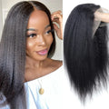 Kinky Straight Lace Front Wig Human Hair HD Transparent Lace Frontal Wigs Remy Human Hair Glueless Lace Part Wigs for Women
