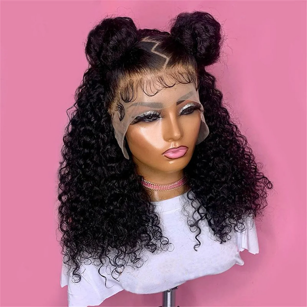 AB51 Short Curly Wig Curly Lace Front Wig Women Pre-Pulled Brazilian Curls Lace Front Wig