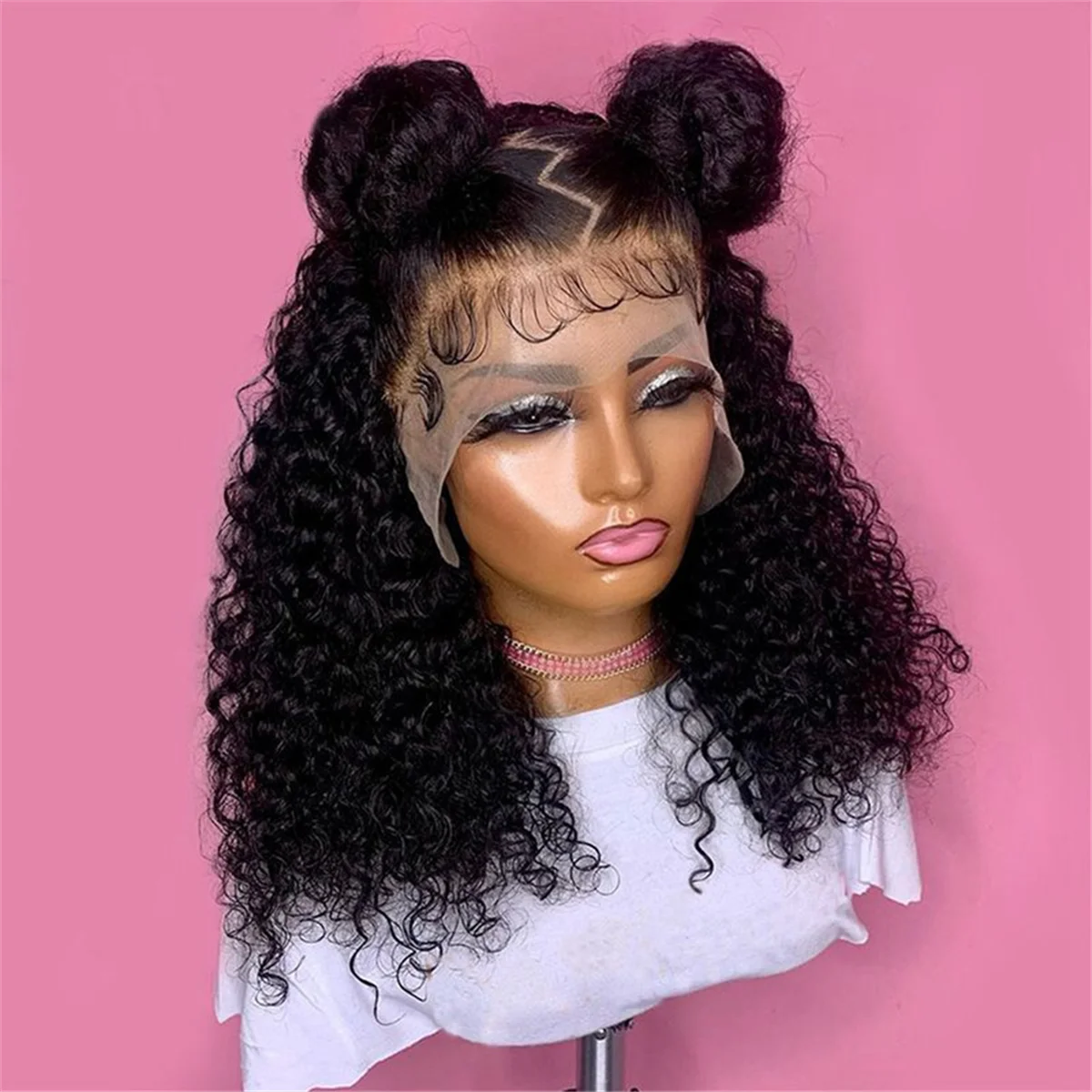 AB51 Short Curly Wig Curly Lace Front Wig Women Pre-Pulled Brazilian Curls Lace Front Wig