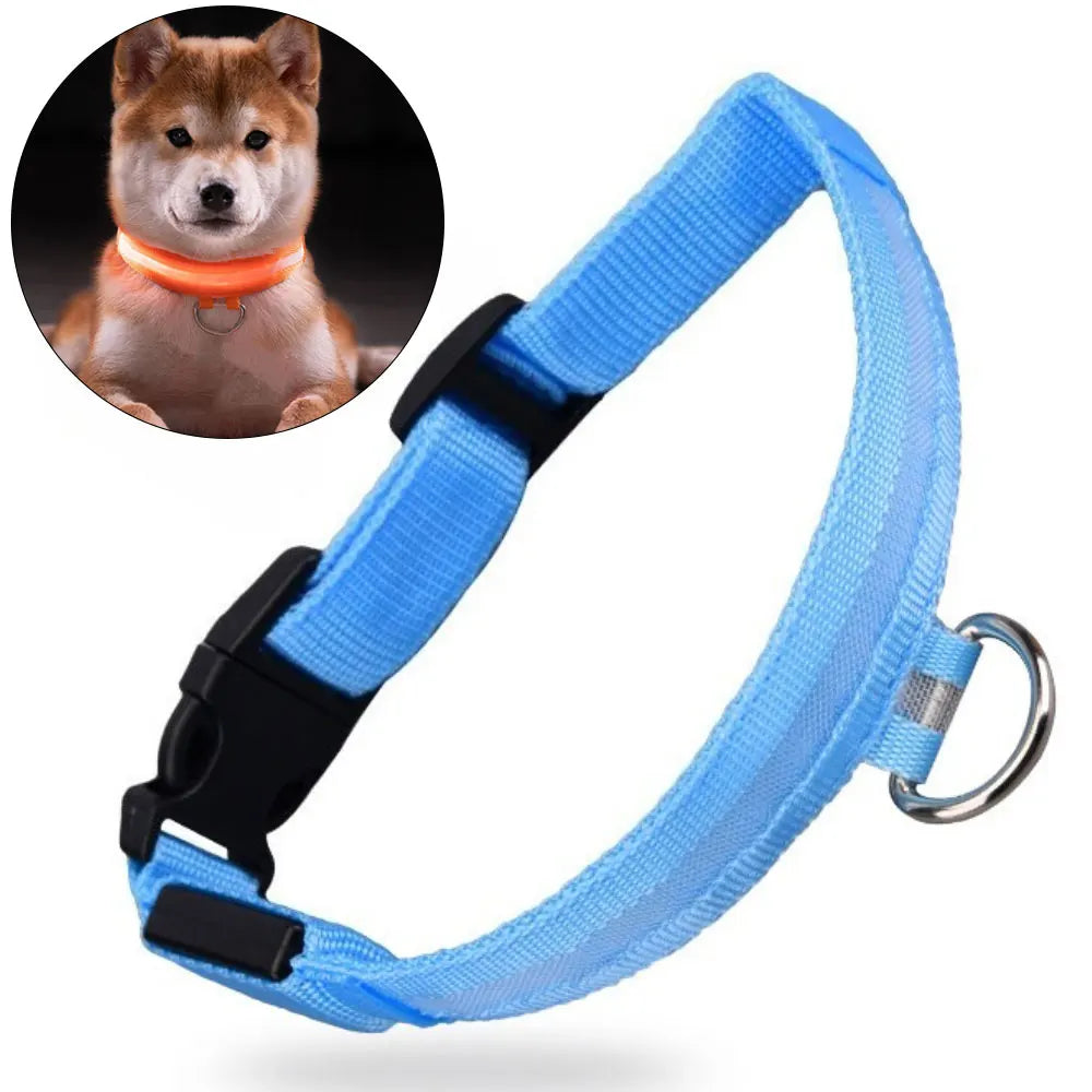 Nylon Reflective LED Dog Collar Light Up Pet Collar Dog Lights Night Walking Camping Supplies