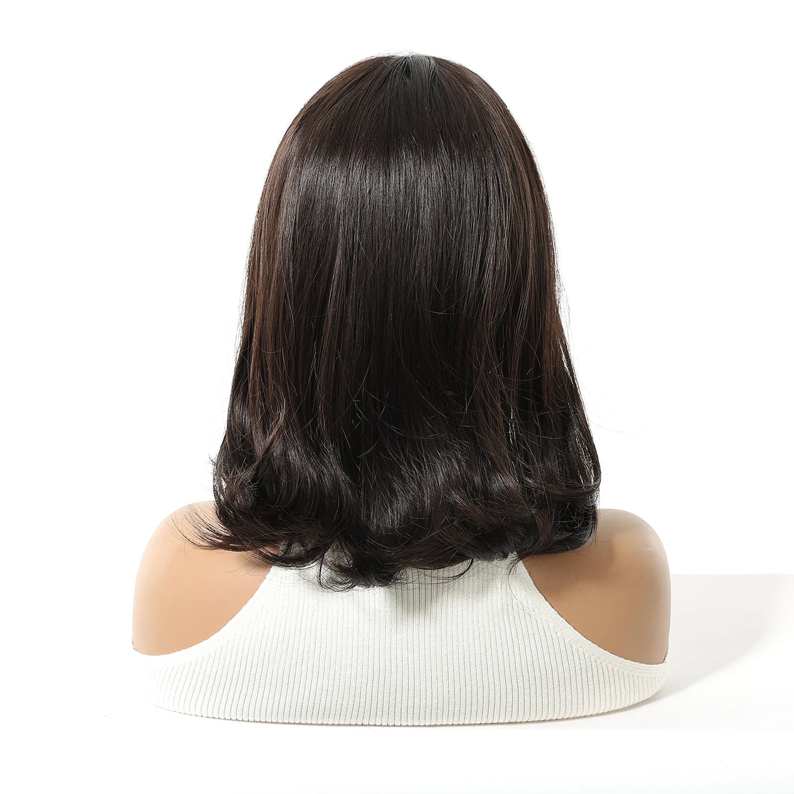 Short Wavy Bob Wigs for Women Dark Brown Black Bob Natural Synthetic Wig Middle Part Daily Party Lolita Use Heat Resistant Fiber