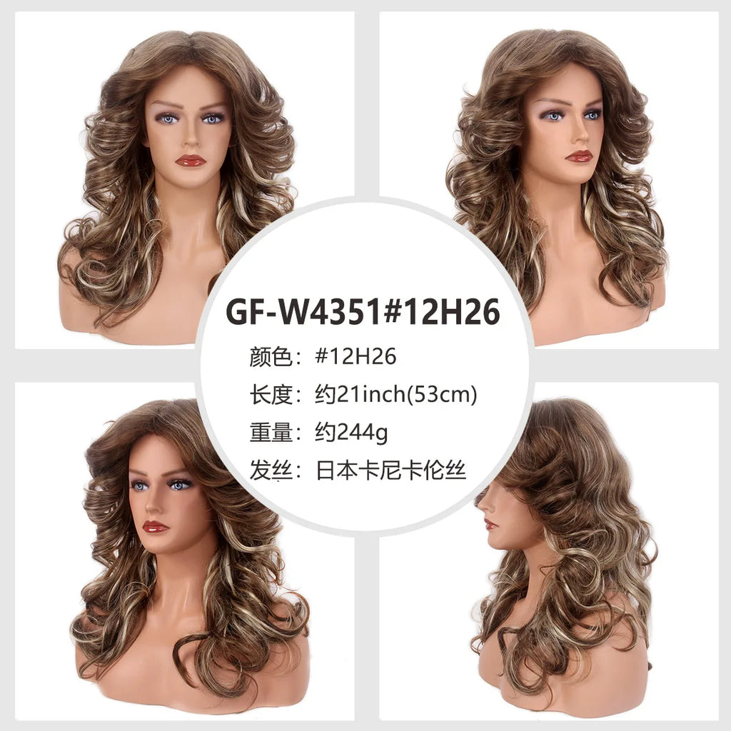 Cosplay Wigs for Women Lady 60s 70s Blonde Wig Farrah Fawcett Wigs Disco Synthetic Hair Long Curly Glueles Full Wigs