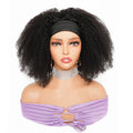 250% Density Afro Kinky Curly Human Hair Wig Headband Scarf Wig For Women Brazilian Remy Hair None Lace Full Machine Made Wigs