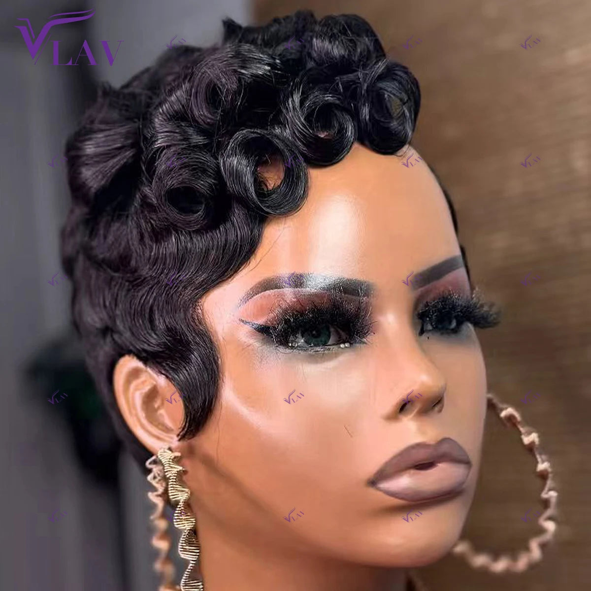 Bob Wig With Bangs Hair For Black Women Glueless Wigs Human Hair 13×4 Lace Short Black Straight Pixie Cut Water Wave Curly Hair