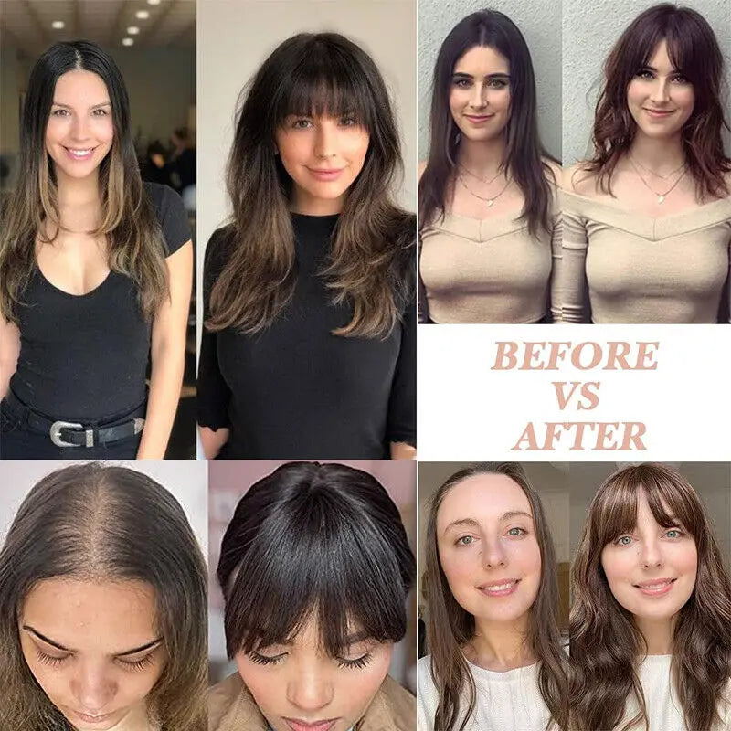 Real Human Hair Wig Hair Toppers for Women Clip In Women Toupee Silk Base Hairpiece with Bangs Blonde Clips In Hair Extensions