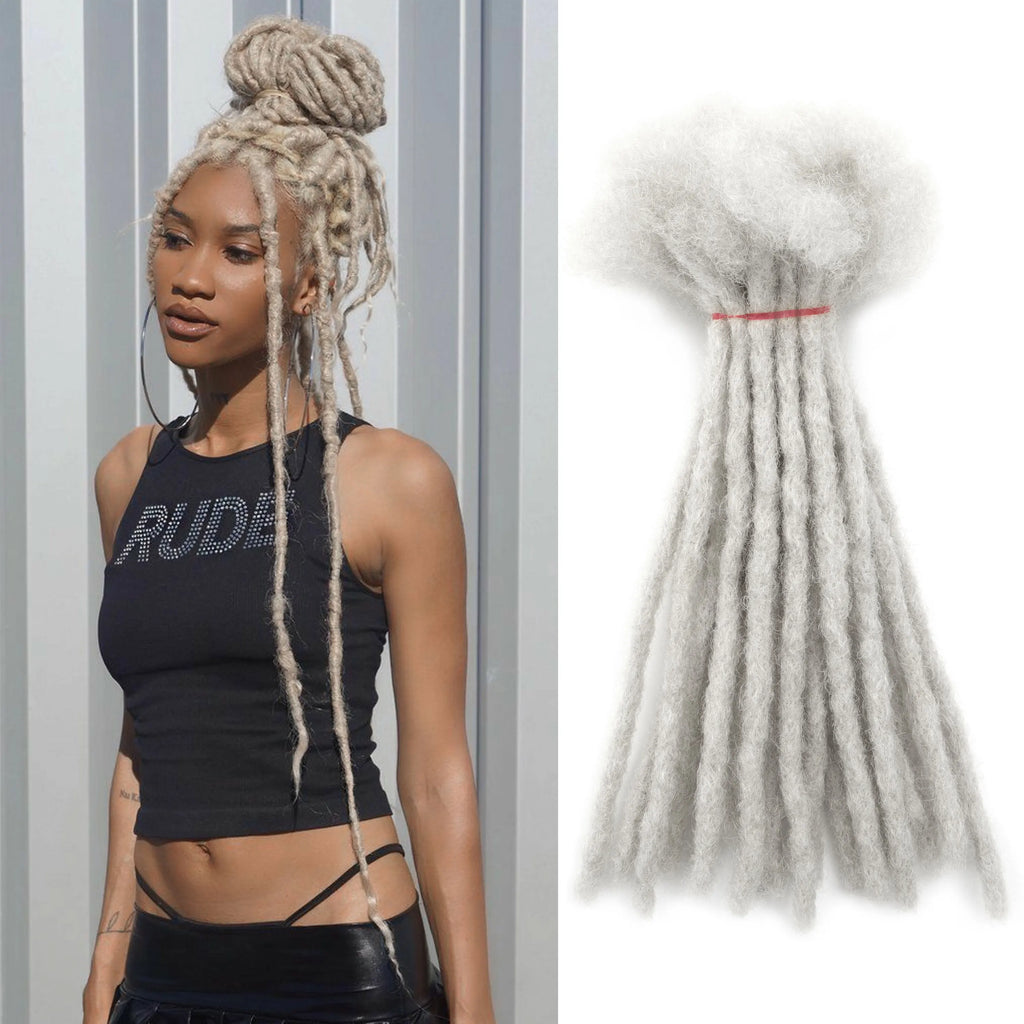 20strands/pack #Light Grey Whosale Human Hair Locs Extensions Dreadlocks Extensions Full Handmade Human Hair Extensions