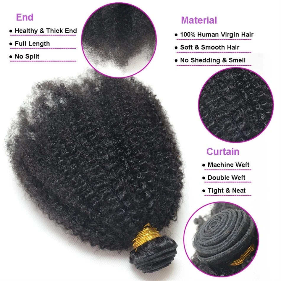Brazilian Human Hair Bundles Afro Kinky Curly Bundles Isee Hair Weaveing Remy Hair Extension For Women 1 2 3 Pcs Natural Color