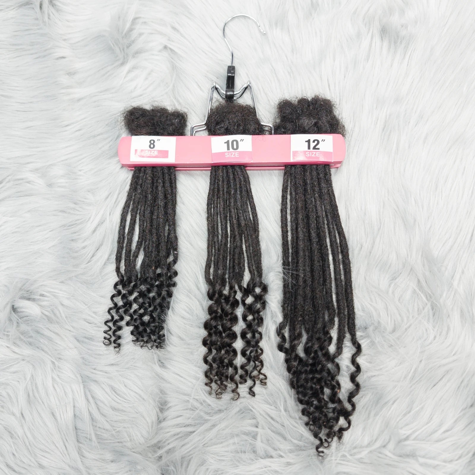 Natural Human Hair Dreadlock Extensions with Curly Ends 8-12 Inch Handmade Curled Tail Locks Extension for Women Men 10 Strands
