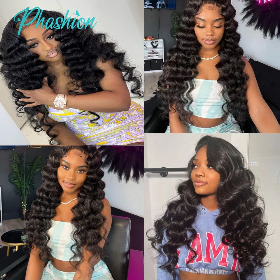Phashion Loose Wave 13x4 Lace Frontal Only Transparent Swiss 4×4 Closure Pre Plucked Brazilian Remy Human Hair For Black Women