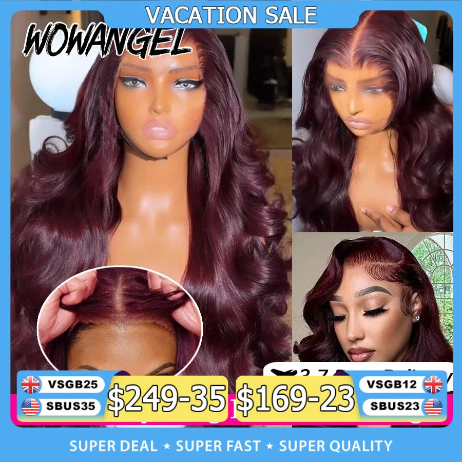 Pre Everything 13x6 HD Lace Front Wig 99J Burgundy Glueless Pre Cut Lace Body Wave Wigs Human Hair Wigs Brazilian Hair For Women