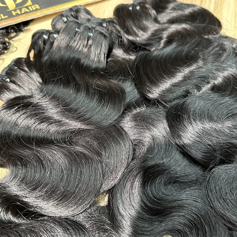 15A Super Double Drawn Body Wave Human Hair Bundles 100% Brazilian Raw Human Hair 1/3/4 Bundles for Women Millionaire Queen