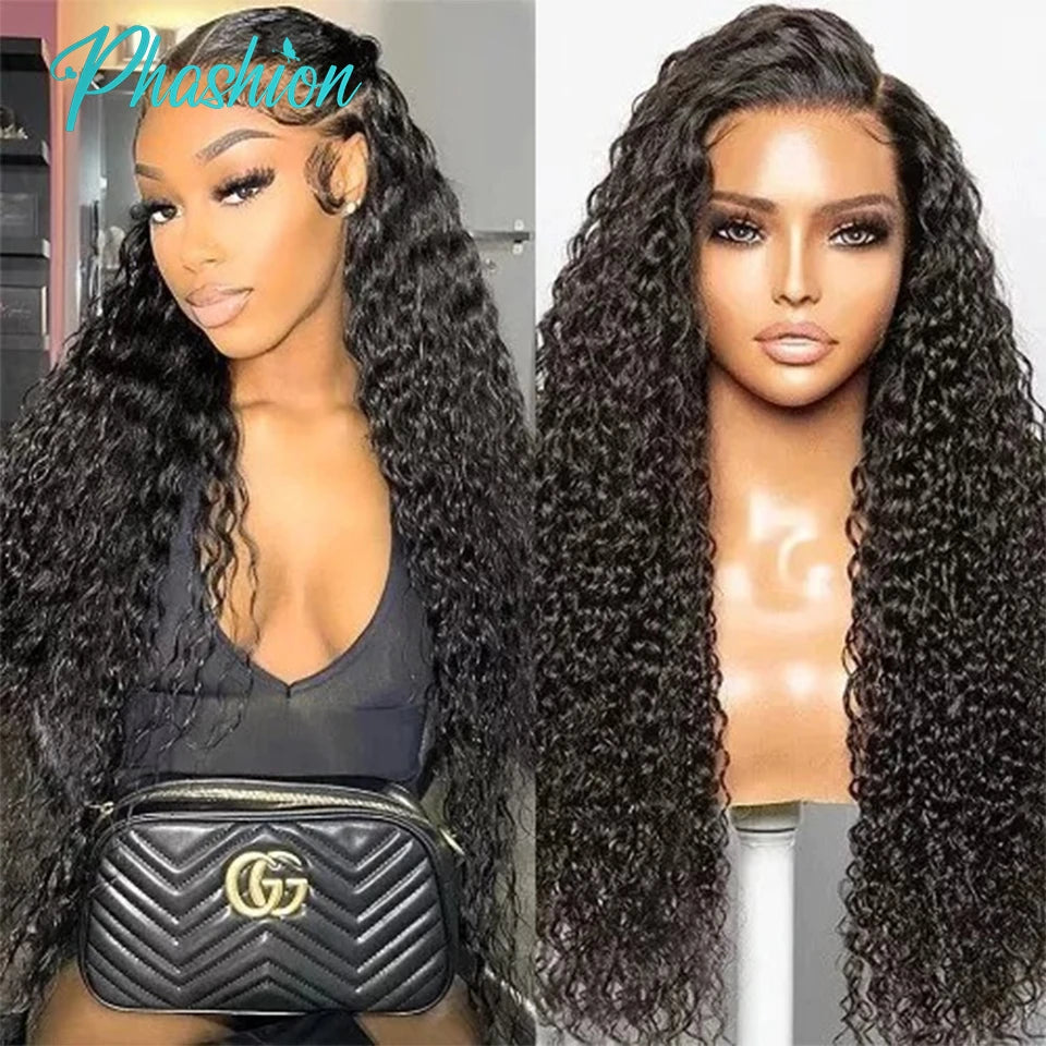 Phashion 13x4 Deep Curly Transparent Lace Front Wigs Pre Plucked For Women Full 100 Remy Human Hair Lace Frontal Wig Wear And Go