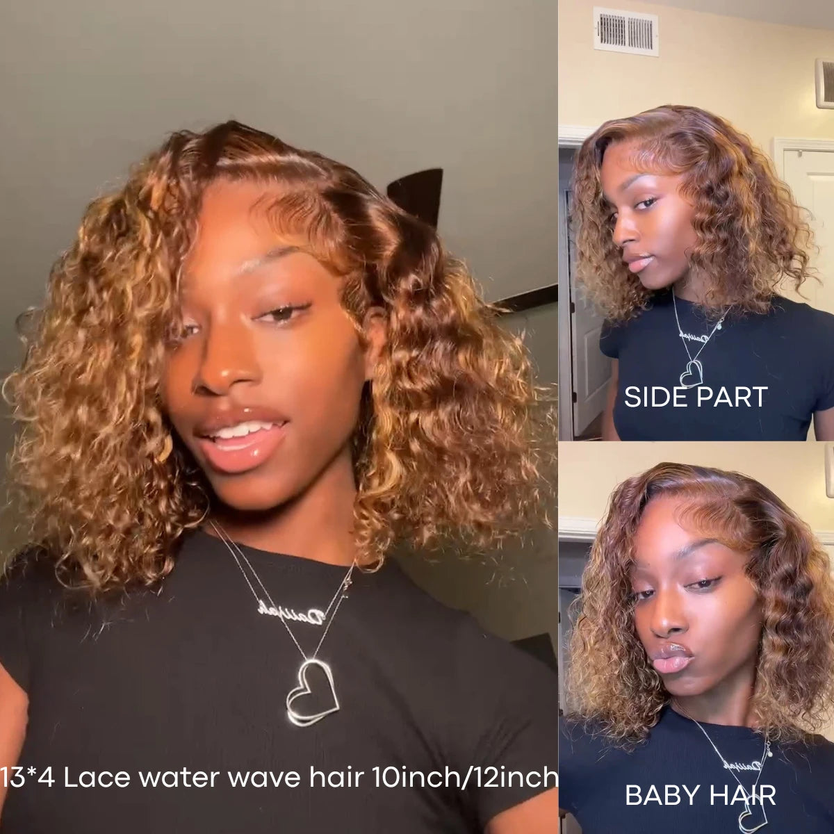 13x4 Lace Frontal Short Curly Bob Wig Human Hair Lace Wig 220% Density Brazilian Virgin Human Hair Deep Wave Short Bob Wigs