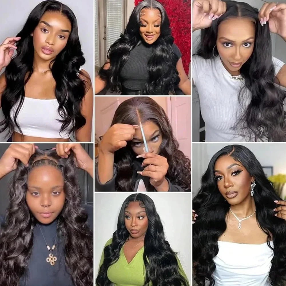 Wear & Go Glueless Wigs Body Wave Human Hair Wigs Pre Cut 5x7 HD Transparent Lace Wigs Pre Plucked Lace Frontal Human Hair Wigs