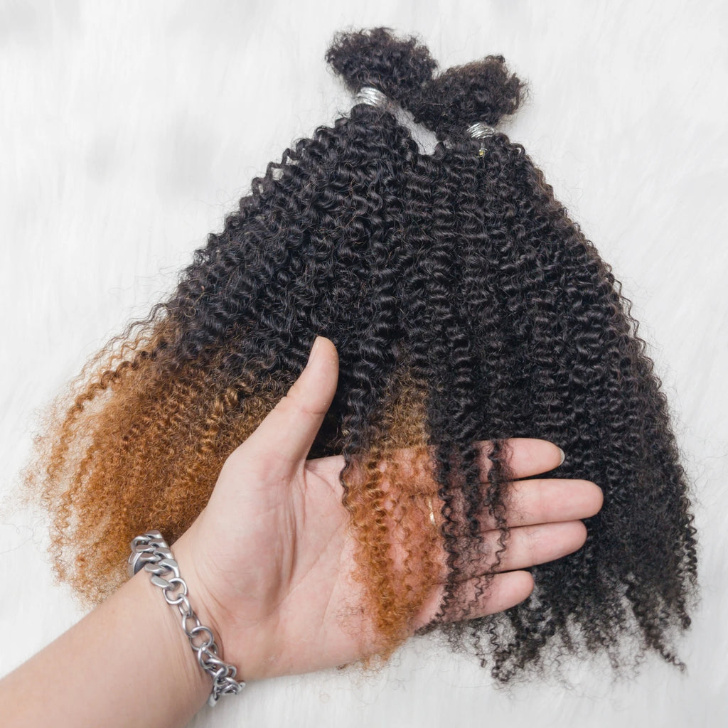4C Kinky Twist Crochet Braiding Hair 100% Human Hair Dreadlocks Extensions 16" Curly Human Hair QVR Afro Kinky Bulk Hair T1B-30#