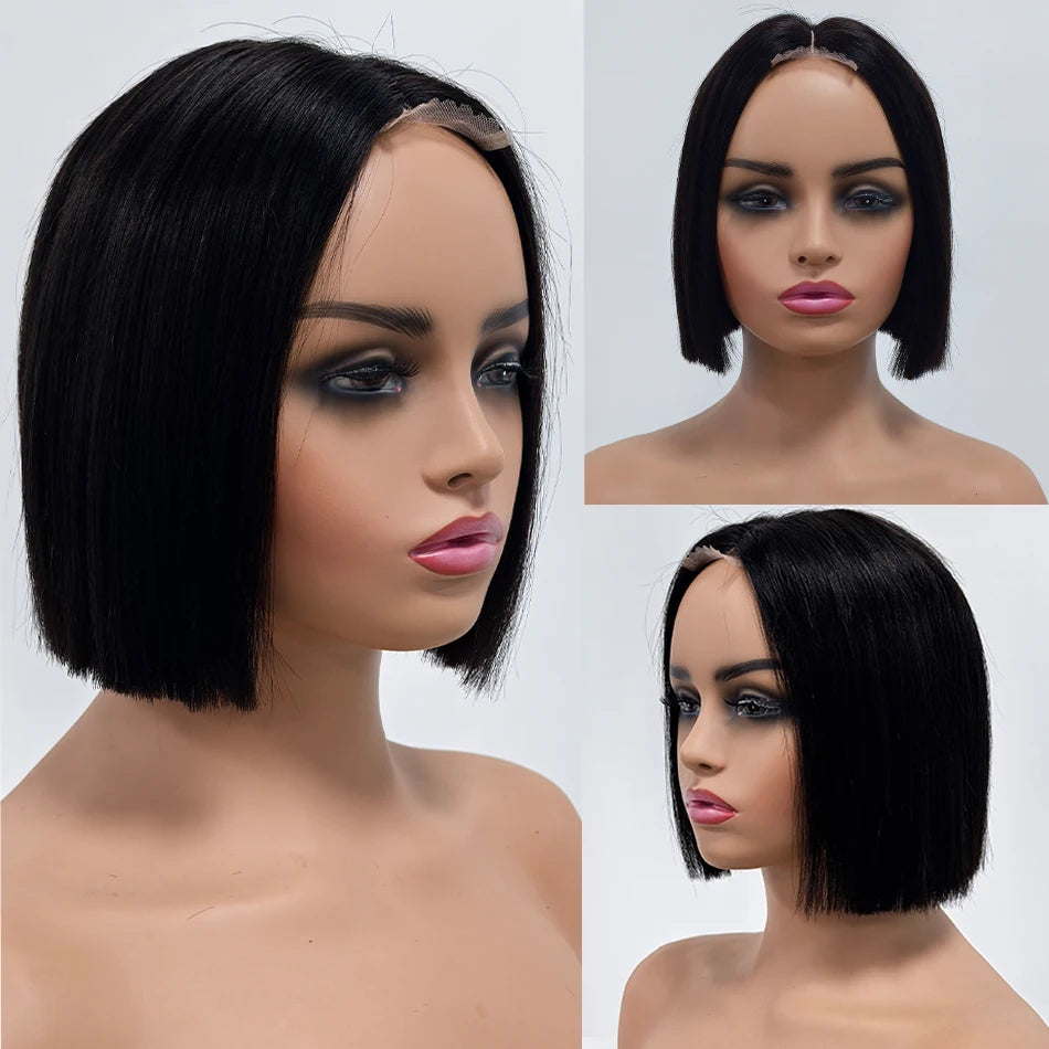 100% Remy Human Hair Bob Straight Glueless Lace Clousre Wigs Pre Plucked 300% Density Ombre Bone Straight 5x5 HD Lace Front Wigs