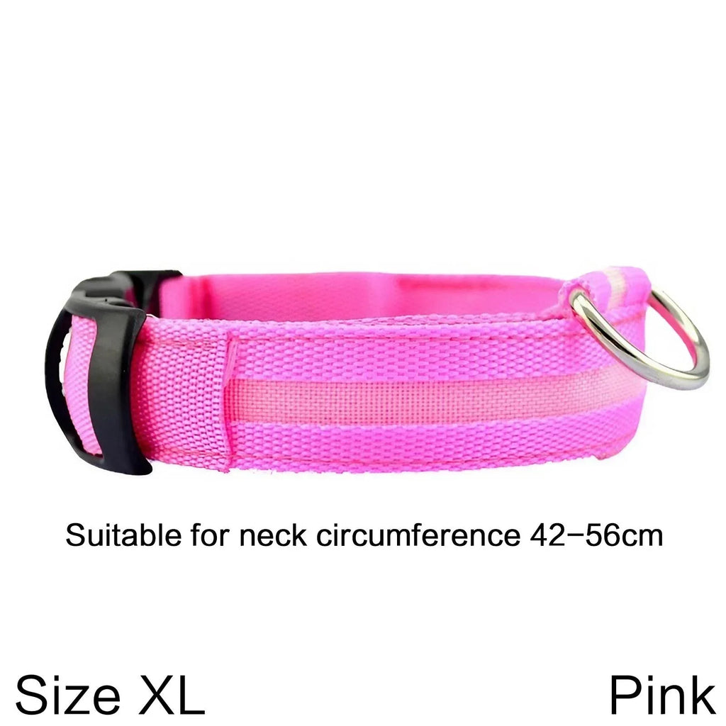 Nylon Reflective LED Dog Collar Light Up Pet Collar Dog Lights Night Walking Camping Supplies