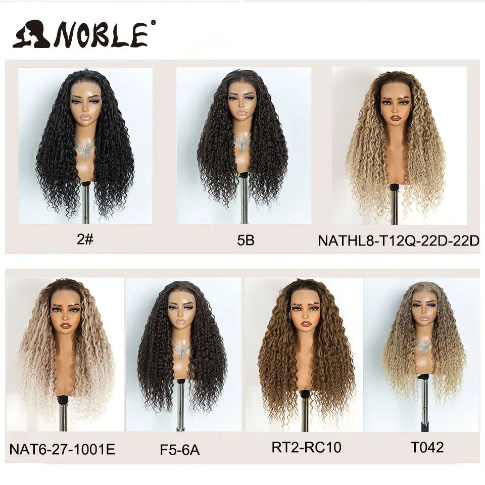 Noble 13x6 Lace Front Wig Synthetic 26 Inch Long Curly ombre blonde Wigs For Women Ombre Lace Front Wig Synthetic Lace Front Wig