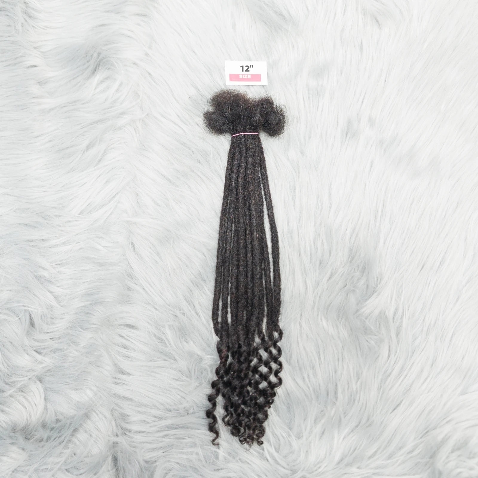 Natural Human Hair Dreadlock Extensions with Curly Ends 8-12 Inch Handmade Curled Tail Locks Extension for Women Men 10 Strands