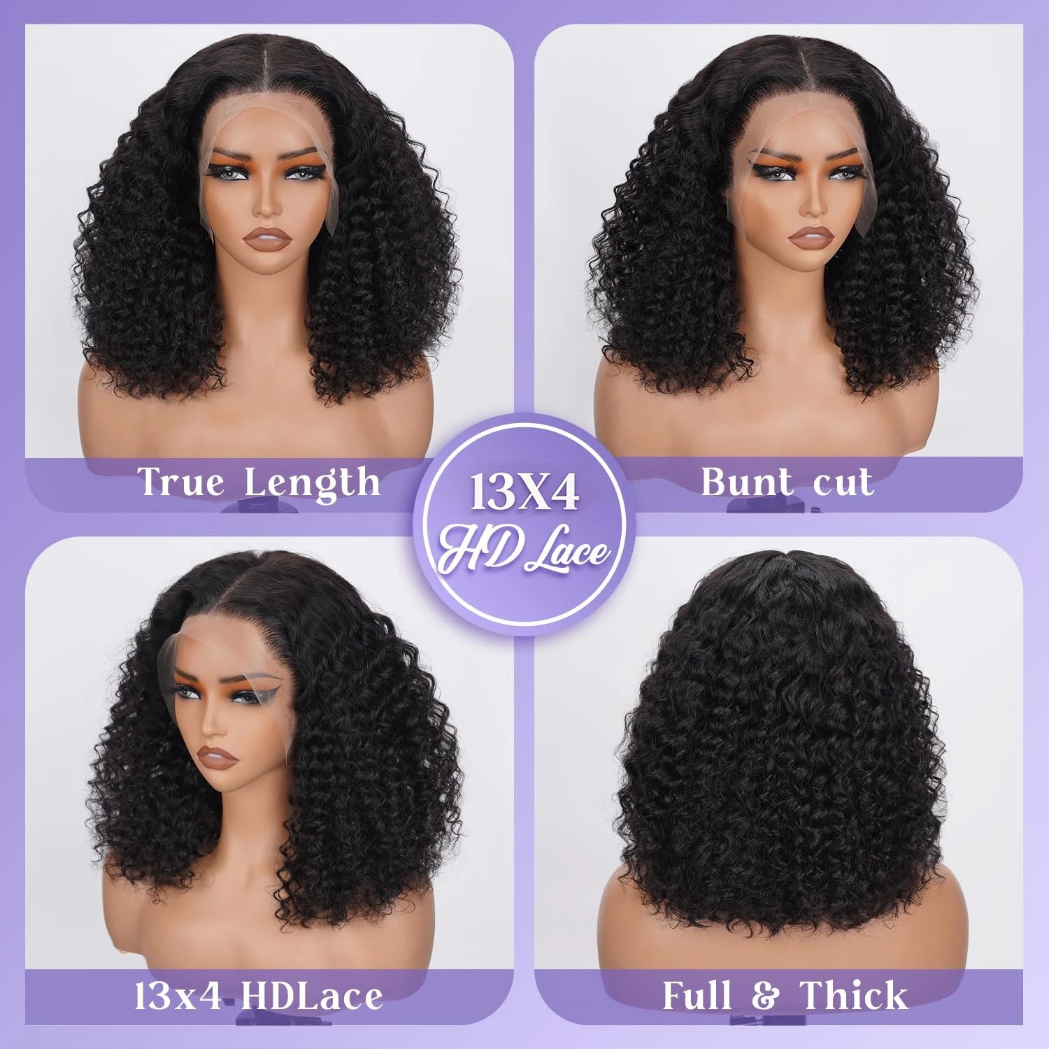 14 16 Inch Curly Deep Wave 13x4 Lace Frontal Wigs Short Bob Wig Brazilian Remy 100% Human Hair 4x4 Transparent Lace Front Wig