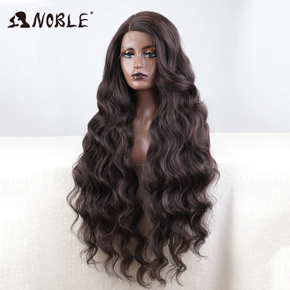 Noble Synthetic Lace Front Wig Long Wavy Side Part Body Wavy Lace Front Wig For Women Lace Front Wig Ombre Blonde Cosplay Wig