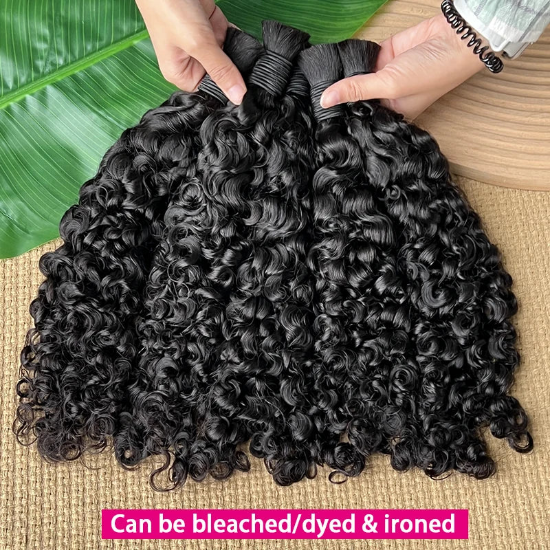 Raw Bulk Human Hair For Braiding Wholesale Burmese Curly Boho Braids Human Hair Extensions No Weft Double Drawn Curly Hair Bulk