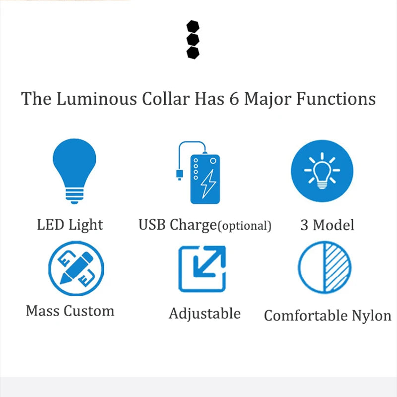 Reflective Dog Collar Luminous Night Safety Usb Rechargeable LED Dog Collar Light For Small Dogs Cat Pet Collar Para Perro XS-XL