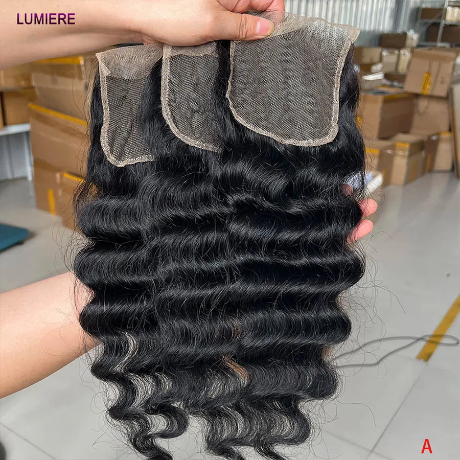 Lumiere HD 5x5 6x6 7x7 Lace Closure Loose Deep Wave Pre Plucked Swiss 13x4 13x6 Full Frontal Only Natural Black 100% Human Hair