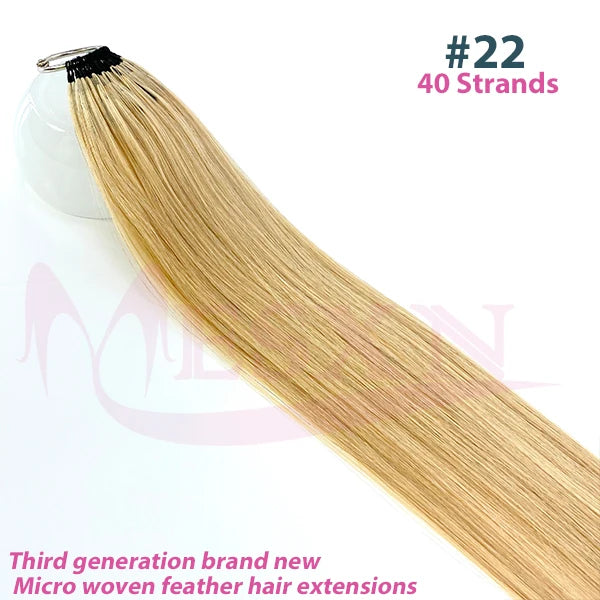 MESXN Third  Feather New hair extensions Straight Natural Real Human Hair Microring Hair Extensions  Brown Blonde  for salon