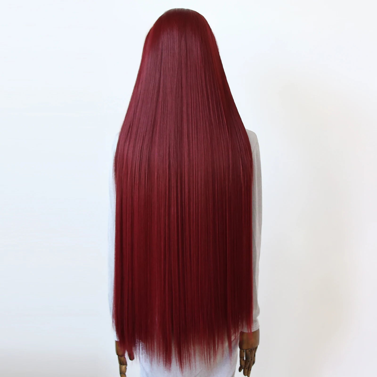 Wine Red Synthetic Lace Front Wig 40inch Long Straight Dark 99J Burgundy Lace Front Synthetic Wig Pre Plucked Natural Hairline