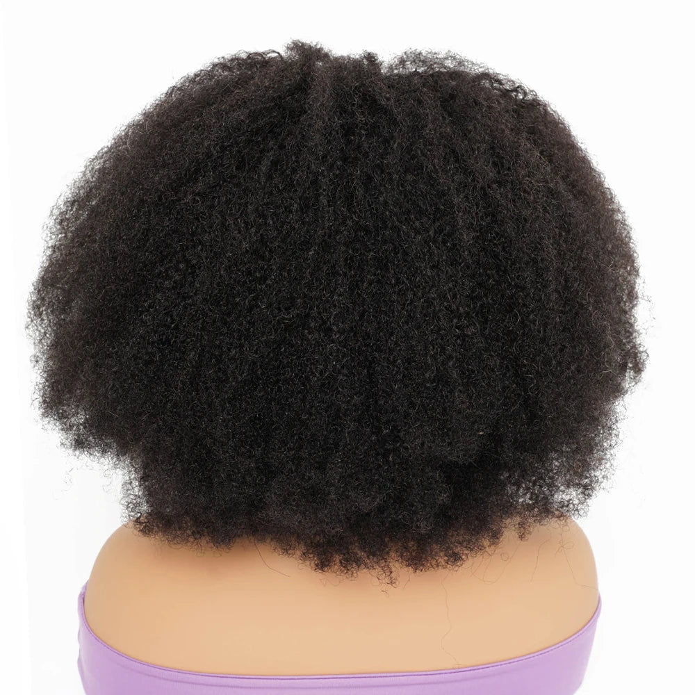 250% Density Afro Kinky Curly Human Hair Wig Headband Scarf Wig For Women Brazilian Remy Hair None Lace Full Machine Made Wigs